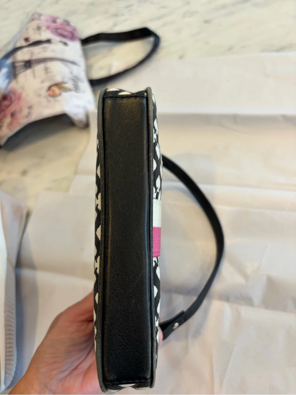 Kate Spade black, pink & white wristlet.